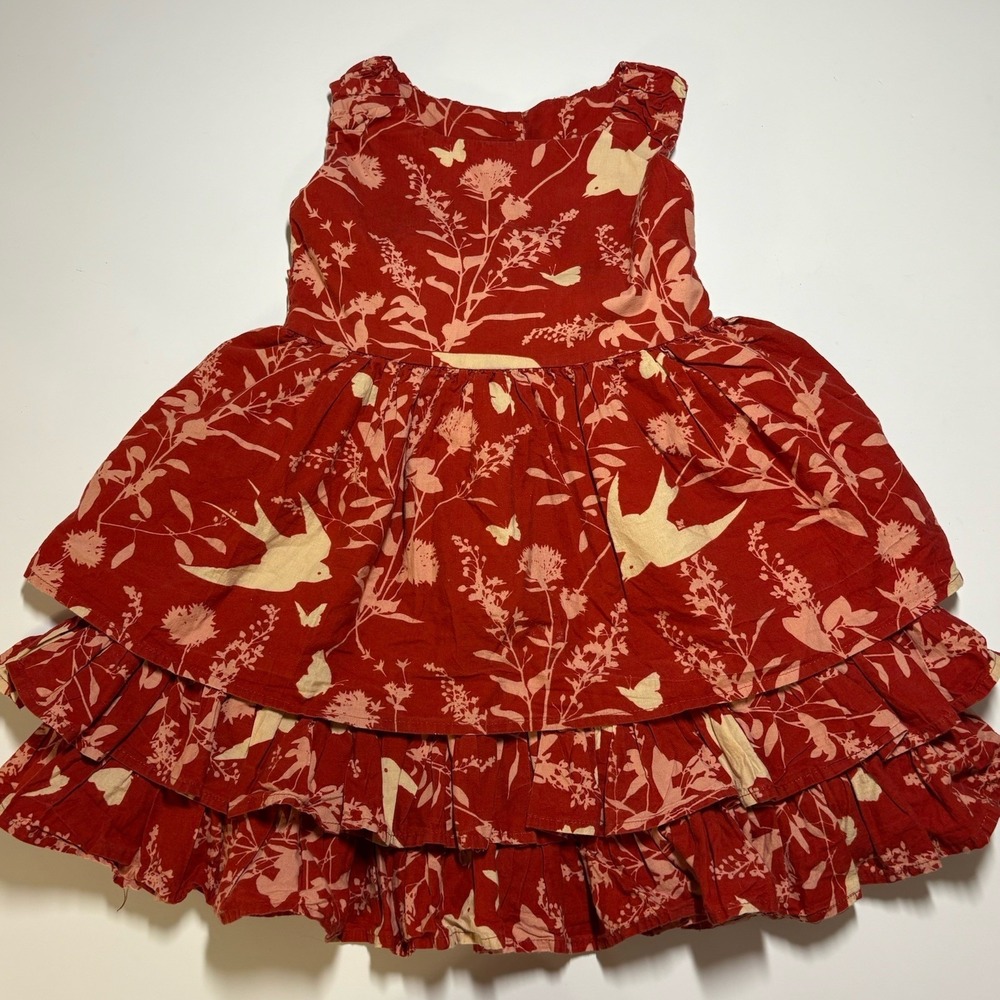 Persnickity Meadow Lark Collection Adeline Dress Size 6 Burgundy Tier Ruffles